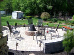 Paverstone patio and custom fire pit hardscaping