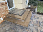 Front steps and sidewalk paver block by Landscape Solutions of Rochester NY.